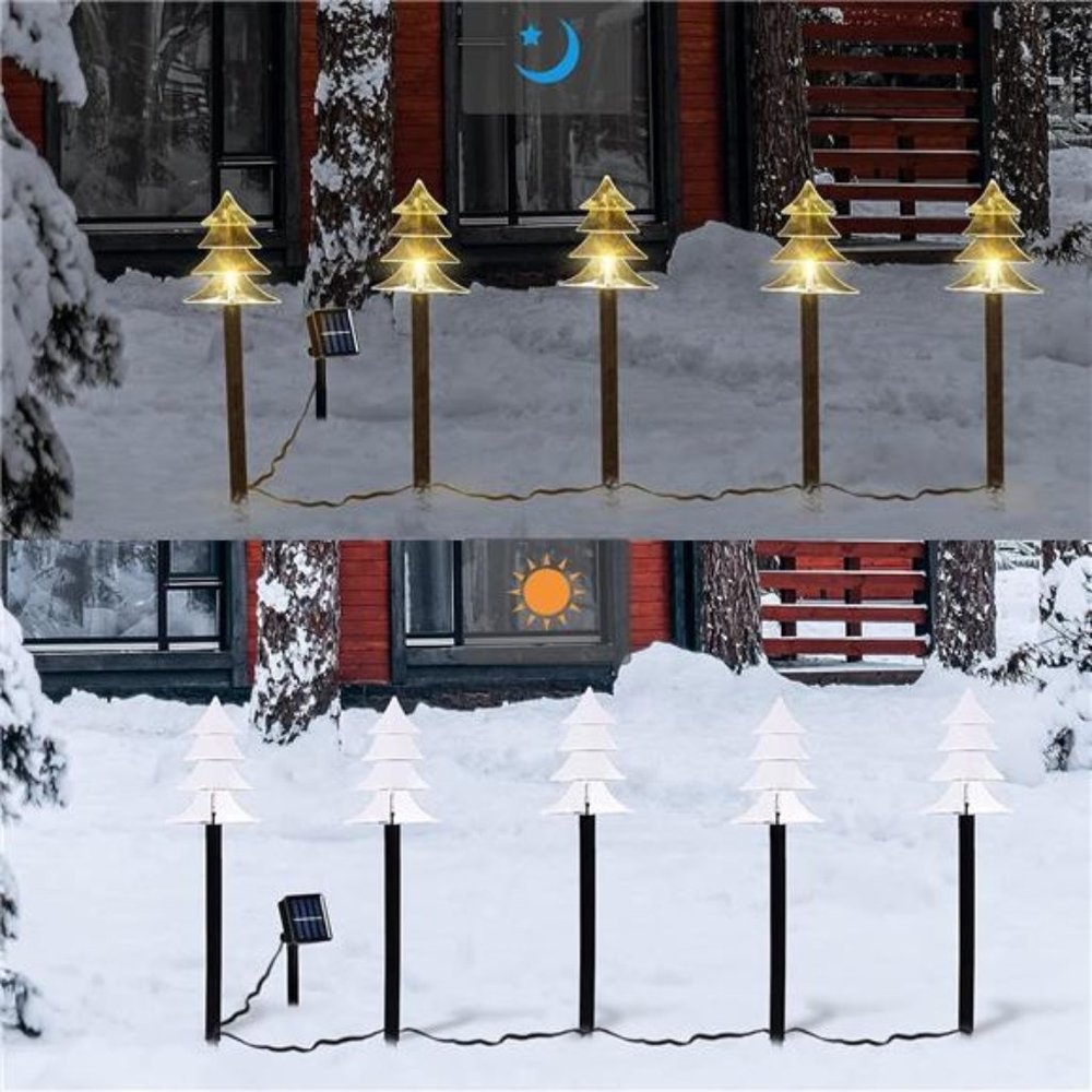Christmas Solar Stake Lights, Set of 5 Waterproof Christmas Lights, LED Lights - Picture 4 of 7